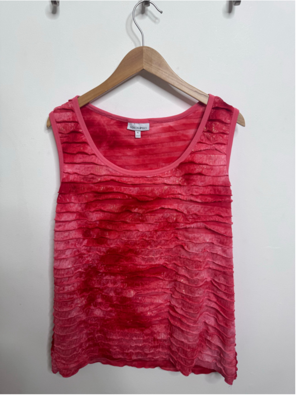 Women's Fashion Bug Ruffled Tank Top Red Pink Size XL